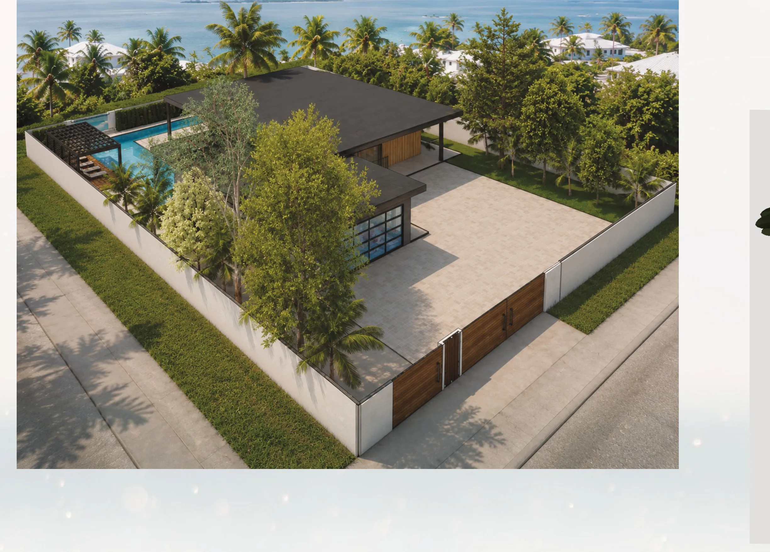 Smith's Residence — aerial view of the home, pool, and oceanfront in Islamorada